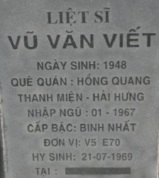 Tìm thân nhân liệt sĩ Vũ Văn Viết