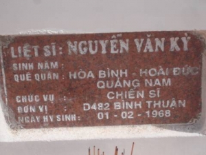 Nhắn tìm thân nhân liệt sỹ  Nguyễn Văn Kỳ