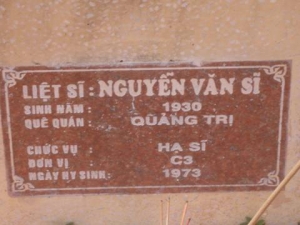 Nhắn tìm thân nhân liệt sỹ  Nguyễn Văn Sĩ