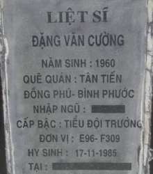 Tìm thân nhân liệt sĩ Đặng Văn Cường