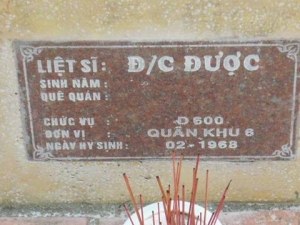 Nhắn tìm thân nhân liệt sĩ Được