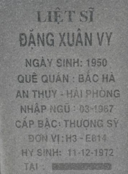 Tìm thân nhân liệt sĩ Đặng Xuân Vy