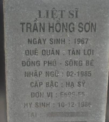 Tìm thân nhân liệt sĩ Trần Hồng Sơn