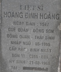 Tìm thân nhân liệt sĩ Hoàng Đình Hoàng