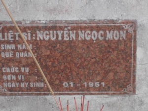 Nhắn tìm thân nhân liệt sĩ Nguyễn Ngọc Mon