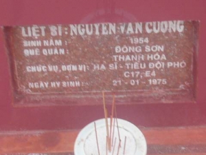 Nhắn tìm thân nhân liệt sỹ  Nguyễn Văn Cương