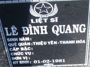 Nhắn tìm thân nhân liệt sỹ  Lê Đình Quang