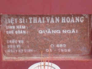 Nhắn tìm thân nhân liệt sỹ  Thái Văn Hoàng
