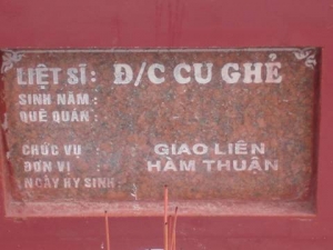 Nhắn tìm thân nhân liệt sĩ Cu Ghẻ