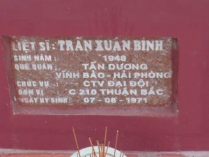 Tìm thân nhân liệt sĩ  Trần Xuân Bính