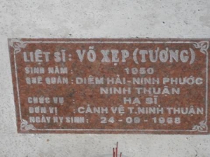 Nhắn tìm thân nhân liệt sỹ Võ Xẹp (Tương)