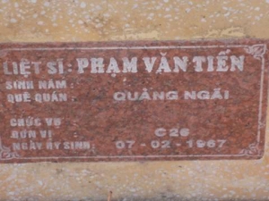 Nhắn tìm thân nhân liệt sỹ Phạm Văn Tiến