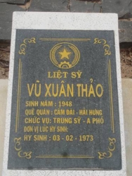 Nhắn tìm thân nhân liệt sỹ Vũ Xuân Thảo