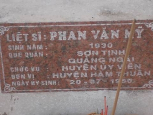 Nhắn tìm thân nhân liệt sỹ  Phan Văn Mỹ