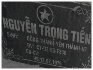 Nhắn tim thân nhân liệt sỹ Nguyễn Trọng Tiến