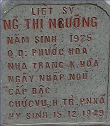Tìm thân nhân liệt sĩ Nguyễn Thị Ngưỡng