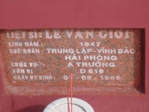 Tìm thân nhân liệt sĩ  Lê Văn Giơi