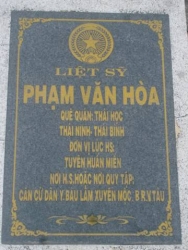  Nhắn tìm thân nhân liệt sỹ  Phạm Văn Hòa