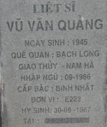 Tìm thân nhân liệt sĩ Vũ Văn Quảng