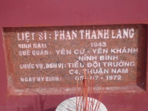 Nhắn tìm thân nhân liệt sỹ Phan Thành Lang