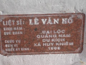 Nhắn tìm thân nhân liệt sỹ  Lê Văn Hổ