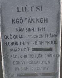 Tìm thân nhân liệt sĩ Ngô Tấn Nghị