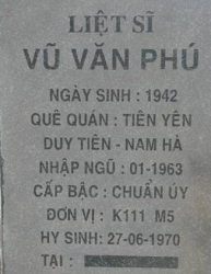 Tìm thân nhân liệt sĩ Vũ Văn Phú