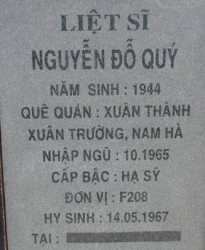 Tìm thân nhân liệt sĩ Nguyễn Đỗ Quý