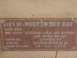 Nhắn tìm thân nhân liệt sỹ  Nguyễn Duy Hợp