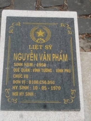Nhắn tìm thân nhân liệt sỹ  Nguyễn Văn Phẩm