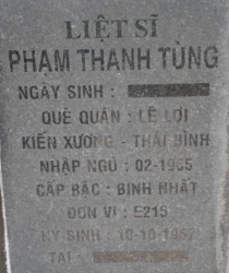 Tìm thân nhân liệt sĩ Phạm Thanh Tùng