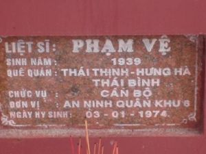 Nhắn tìm thân nhân liệt sỹ  Phạm Vệ