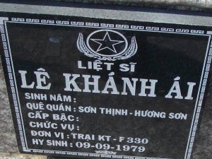 Nhắn tìm thân nhân liệt sỹ Lê Khánh Ái