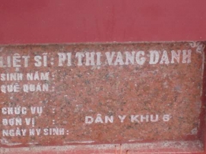 Nhắn tìm thân nhân liệt sĩ Pi Thị Vang Danh