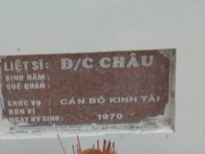 Nhắn tìm thân nhân liệt sĩ Châu