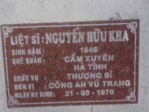 Nhắn tìm thân nhân liệt sỹ  Nguyễn Hữu Kha