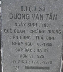 Tìm thân nhân liệt sĩ Dương Văn Tấn