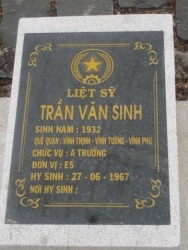 Nhắn tìm thân nhân liệt sỹ  Trần Văn Sinh