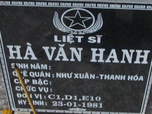 Nhắn tìm thân nhân liệt sỹ  Hà Văn Hanh
