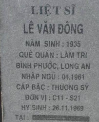 Tìm thân nhân liệt sĩ Lê Văn Đông