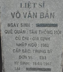 Tìm thân nhân liệt sĩ Võ Văn Bắn