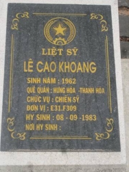 Nhắn tìm thân nhân liệt sỹ  Lê Cao Khoang