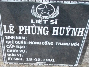 Nhắn tìm thân nhân liệt sỹ  Lê Phùng Huỳnh