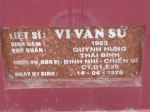 Nhắn tìm thân nhân liệt sỹ Vi Văn Sử