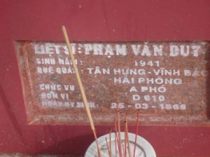 Tìm thân nhân liệt sĩ  Phạm Văn Duy