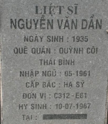 Tìm thân nhân liệt sĩ Nguyễn Văn Dần