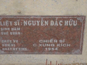 Nhắn tìm thân nhân liệt sĩ Nguyễn Đắc Hữu