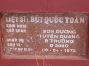 Nhắn tìm thân nhân liệt sỹ  Bùi Quốc Toản