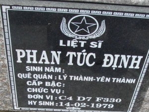 Nhắn tìm thân nhân liệt sỹ  Phan Túc Định