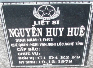Nhắn tìm thân nhân liệt sỹ  Nguyễn Huy Huệ